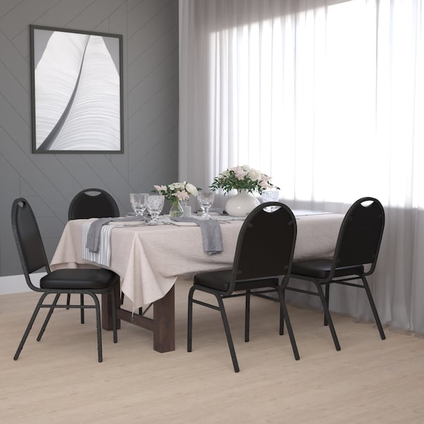 Flash Furniture Black Vinyl Stack ChairSilver Vein Metal Frame, 4PK 4-NG-ZG10006-BK-SILVERVEIN-GG - main